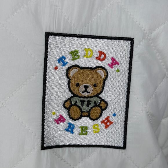 Teddy Fresh Quilted Puffer Jacket Mens Medium Colorblock Pastel Pink Green White - Picture 3 of 10